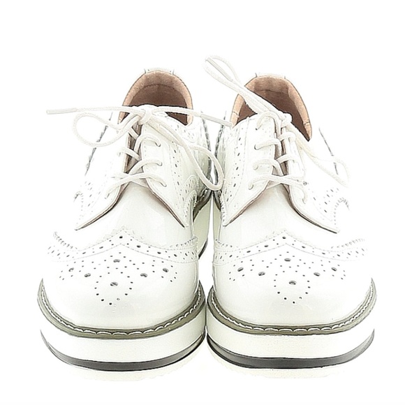White Platform Brogue Shoes - Picture 2 of 6